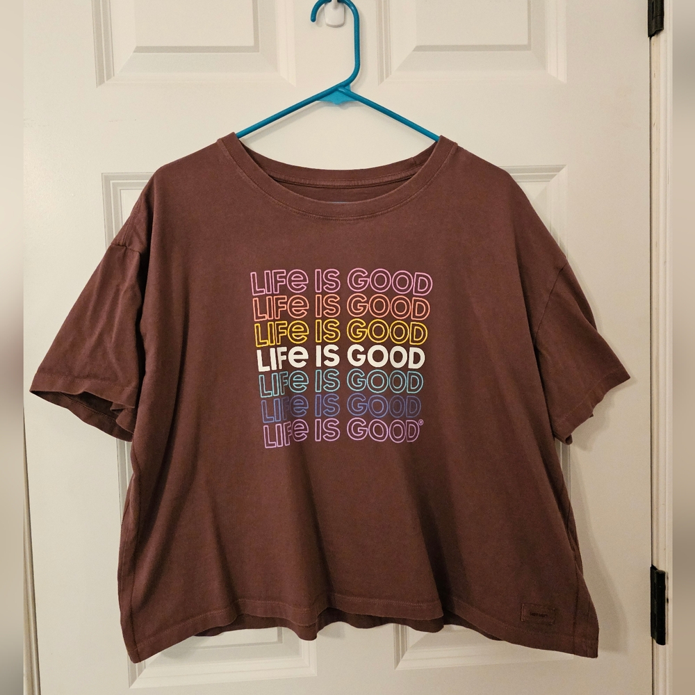 Life Is Good Boxy Tee Brown/Purple XL